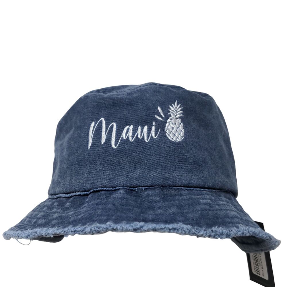 Maui Pineapple Bucket Hat Blue OSFM Embroidered David And Young W/Tags